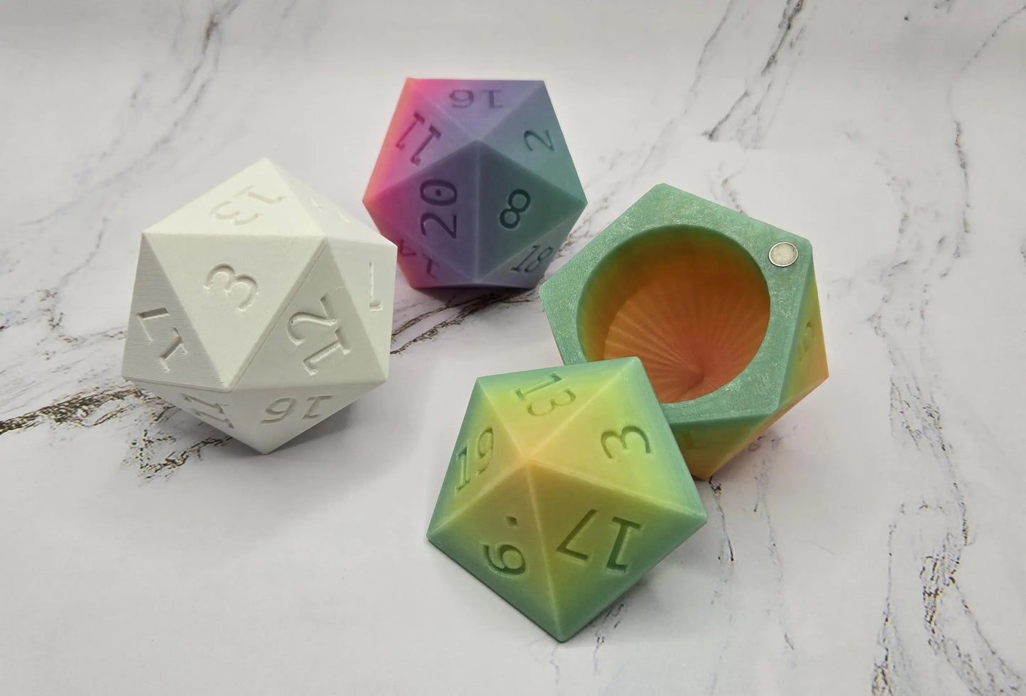 D20 Dice Box | Giant D20 Box | Magnetic Lid | Multicolor Box for Dice | Mega Dice Container | Glow in The Dark | Dnd Dice Box
