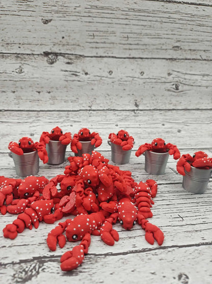Wiggly Lobster Keychains | Lobster Bucket | Fidget Toy | Red Lobster | Shellfish | Sensory Toy | Toys for Calming