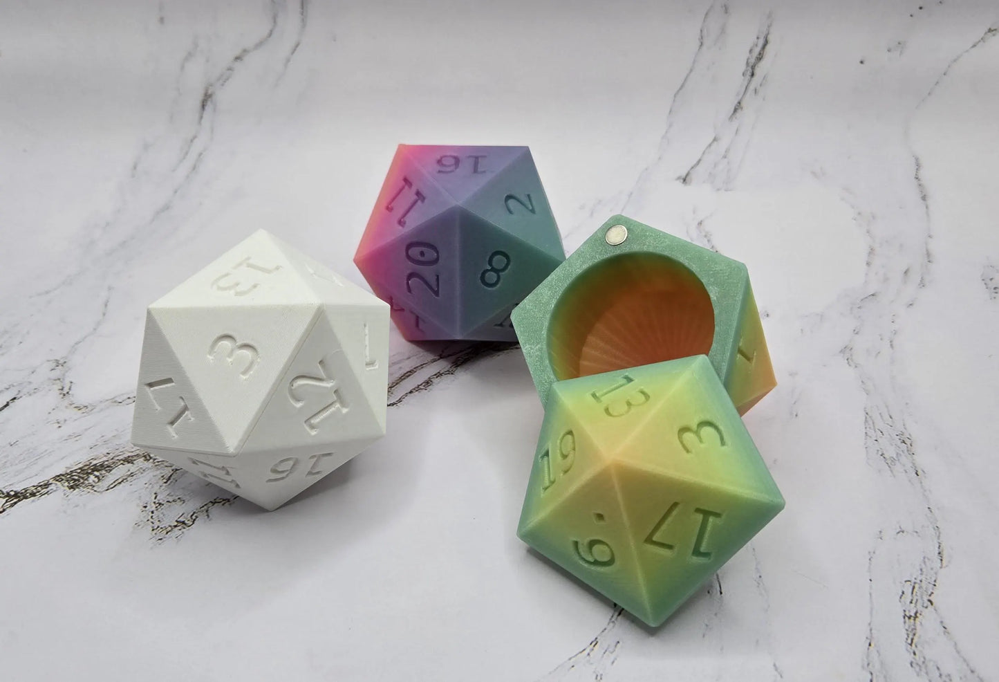 D20 Dice Box | Giant D20 Box | Magnetic Lid | Multicolor Box for Dice | Mega Dice Container | Glow in The Dark | Dnd Dice Box