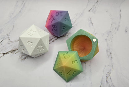 D20 Dice Box | Giant D20 Box | Magnetic Lid | Multicolor Box for Dice | Mega Dice Container | Glow in The Dark | Dnd Dice Box