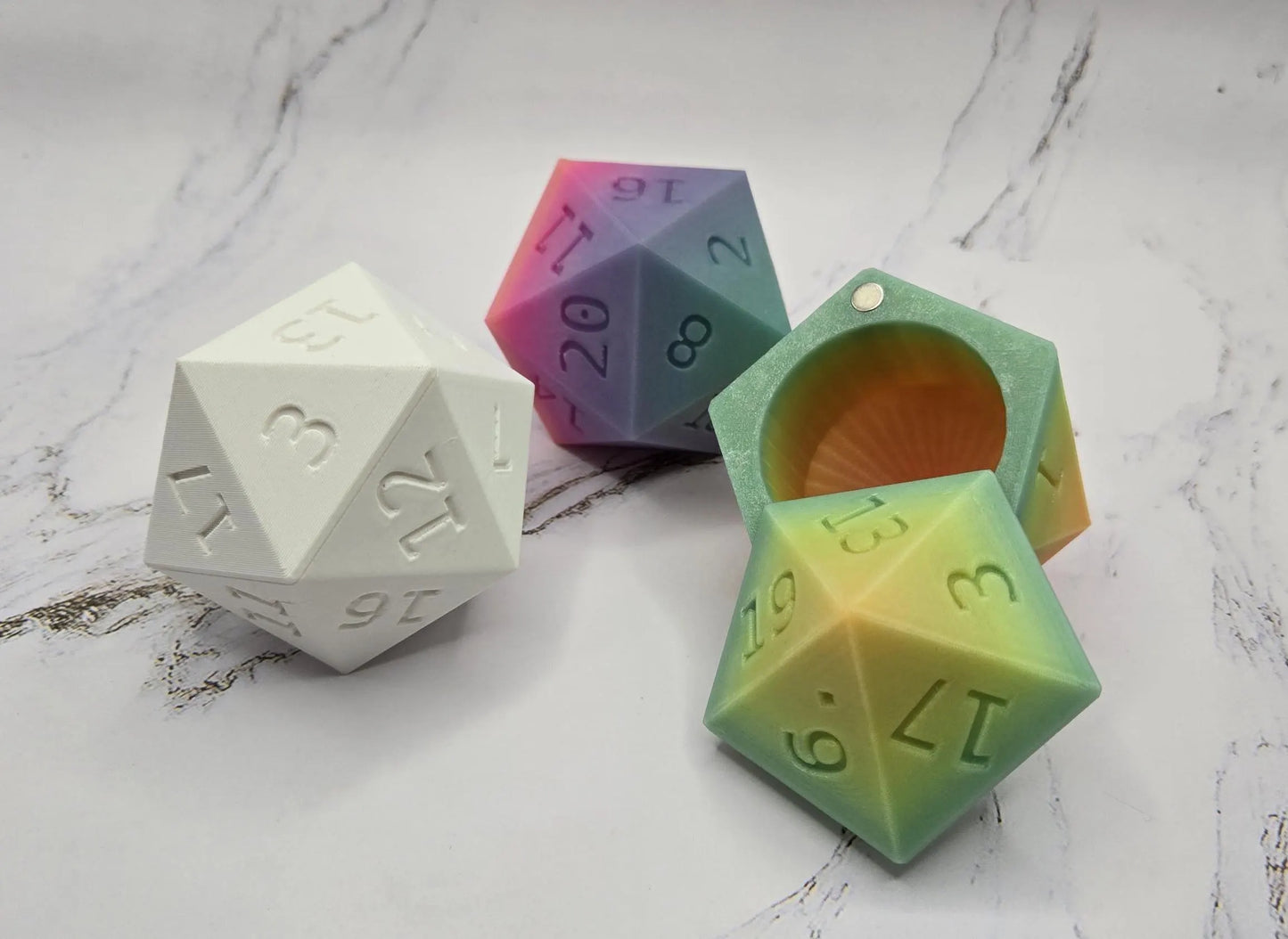 D20 Dice Box | Giant D20 Box | Magnetic Lid | Multicolor Box for Dice | Mega Dice Container | Glow in The Dark | Dnd Dice Box