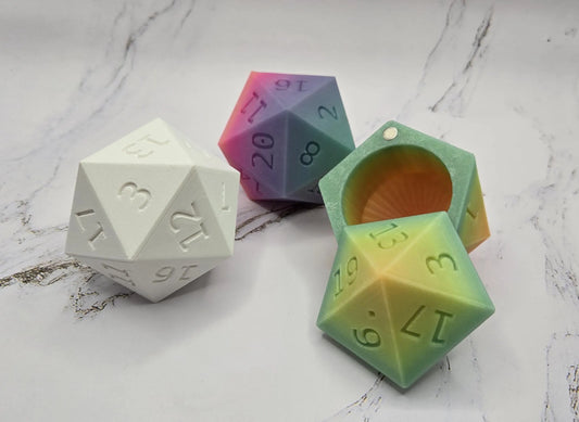 D20 Dice Box | Giant D20 Box | Magnetic Lid | Multicolor Box for Dice | Mega Dice Container | Glow in The Dark | Dnd Dice Box