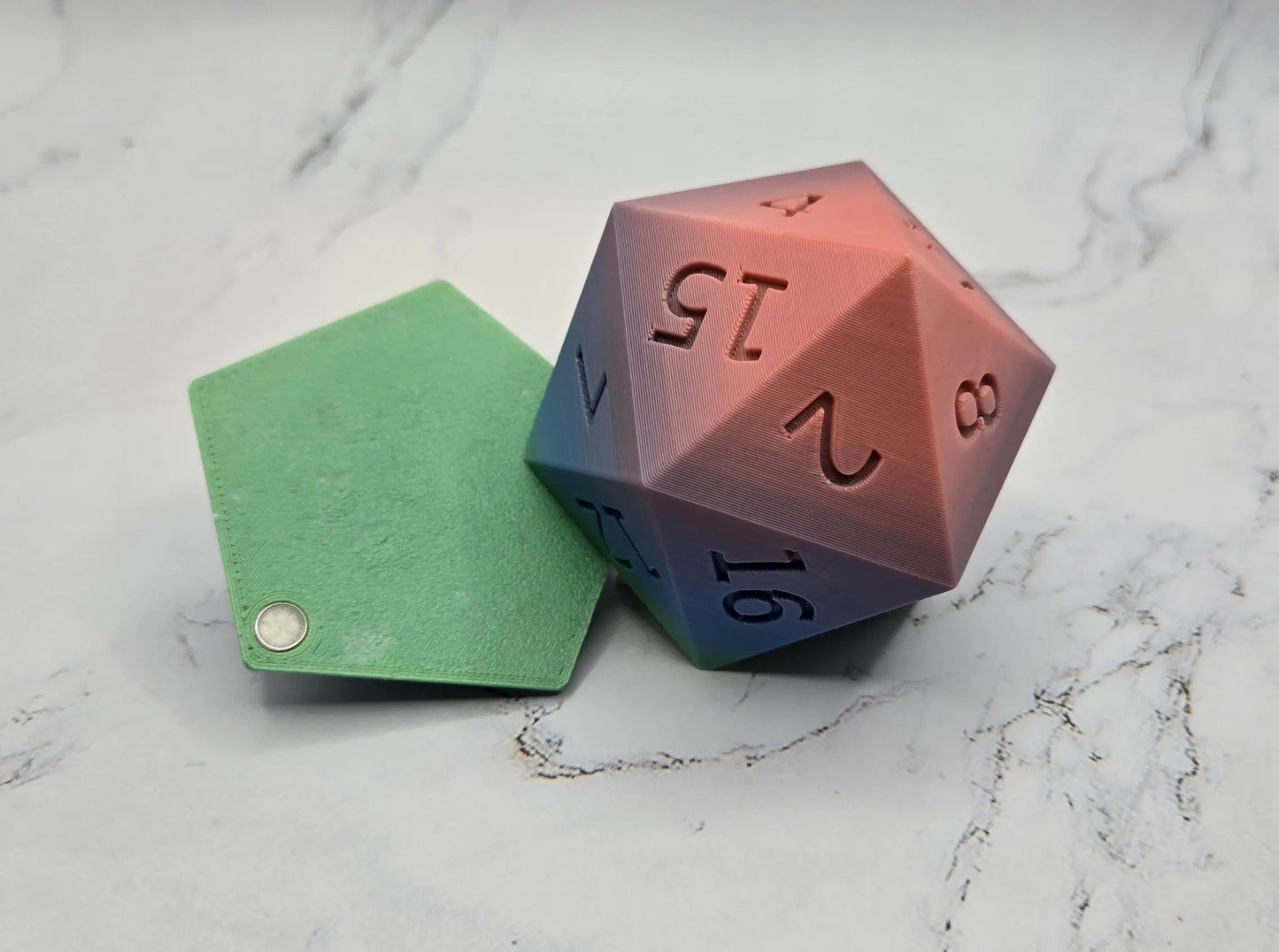 D20 Dice Box | Giant D20 Box | Magnetic Lid | Multicolor Box for Dice | Mega Dice Container | Glow in The Dark | Dnd Dice Box
