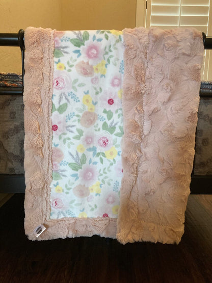 Infant Plush Blush Floral Minky - FrawstedCreations